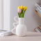 Navaris Vaso a Forma di Brocca per Fiori - Vaso con Manico Ondulato Dolomite - Vasi Decorativi Interno Moderni - Arredamento Casa Stile Rustico - Scultura Design 15,5 x 11 x 19 cm
