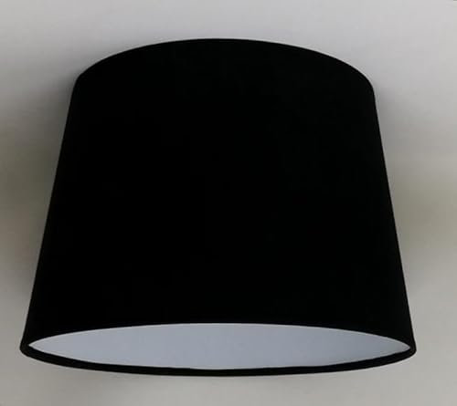 30 cm Lampenschirm, Baumwollstoff mit weißer PVC-Rückseite, handgefertigtes Produkt, für Tischlampe, Stehlampe (Schwarz)