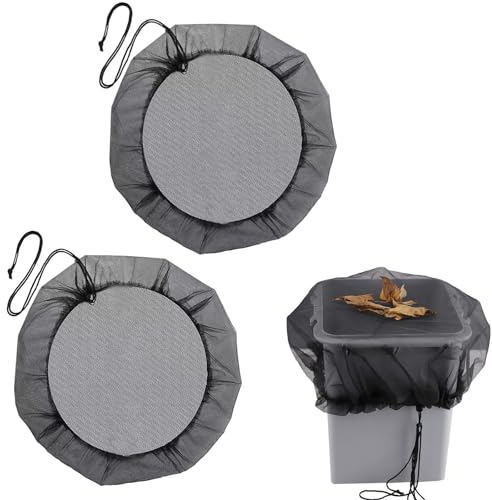 WOUMON 2 Stück Regentonnen Netz, Hochwertige Regentonne Abdeckung mit Zugkordel, Verstellbares Regentonnennetz, Schutznetz Regentonne Schutz vor Laub, Insekt (Stil2)