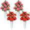 SIFOEL Künstliche Friedhofsblumen, Satz von 4 künstlichen Grabdenkmal Blumen mit Vase für Friedhof Grabstätte Friedhof im Freien Dekoration (Rot)