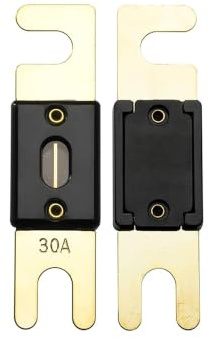 Offgridtec 30A ANL Sicherung Set für 72V DC Systeme, Hochstrom-Streifensicherungen mit Kupferanschlüssen, Niedrigem Kontaktwiderstand, Funken-Schutz, Schraubmontage, DIN43560/1 Zertifiziert, 5er-Pack