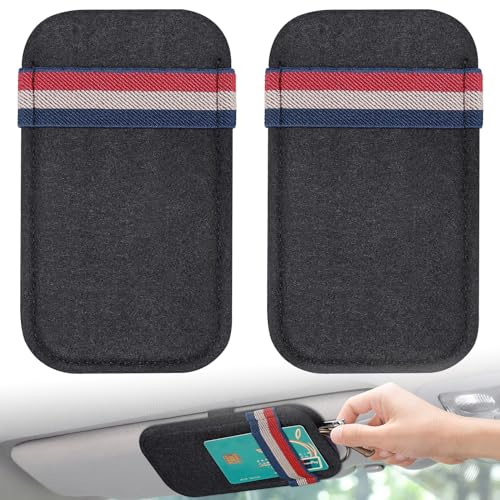 JIZZU Brillenhalter für Auto, 2 Stücke Sonnenblende Brillenetui, Auto Sonnenbrillen Clip Aufbewahrungskoffer, Sonnenbrillenhalter Sonnenblende Universal (Schwarz)