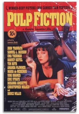 Pulp Fiction Poster, Leinwandposter, Wandkunstdruck, ästhetischer Wohnzimmer-Dekor, Malposter für Zuhause, Büro, Dekorationen, 40 x 60 cm
