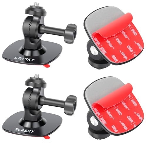 SEASKY Lot de 2 supports adhésifs flexibles A2 pour casque de ski et moto Insta360 X5 X4 X3 X2 One RS pour GoPro Max Panoramique Sports Camera Accessoires Surface plate incurvée