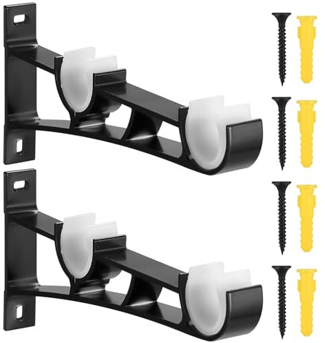 2 Stk Gardinenstangenhalter, Gardinenstange Halterungen, Gardinenstangen Halterung, Deckenhalterung Gardinenstange, Metall Wandhalterung Vorhangstangenhalter für Gardinen Kleiderstange Duschstange