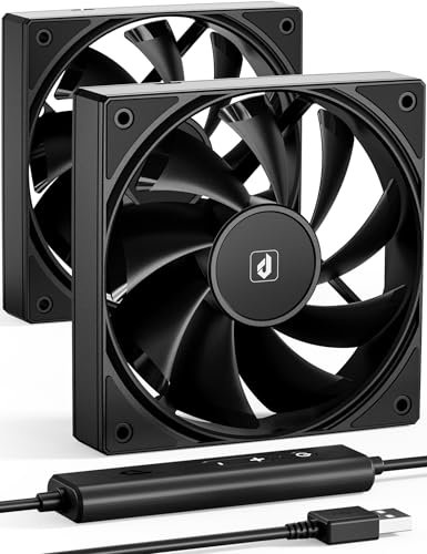 upHere gaming U3UK2 Doppia Ventilatore USB 120mm, DC 5V Silenzioso Ventole USB PC, 4 Velocità Regolabili Dual Ball Bearing Ventola Raffrescamento USB per Receiver DVR PS5 Xbox Computer Cabinet Cooling