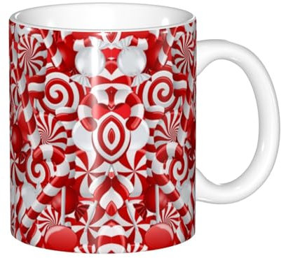 YZHYWJFF Zuckerstangen bedruckte Keramik-Teetasse mit Griff, Tassen-Geschenk-Set