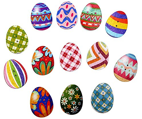 Knöpfe Hosenerweiterung 100 Osterhandwerk Gemischt aus Holz Passen Nähen PCs Malen Wohnkultur Handschuhe Damen (Multicolor, One Size)