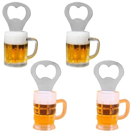4-Piece Beer Glass Bottle Opener, Magnetic Bottle Opener, Metal Bottle Opener, Creative Refrigerator Magnet, Personalized Cap Opener, Portable Beer Bottle Opener