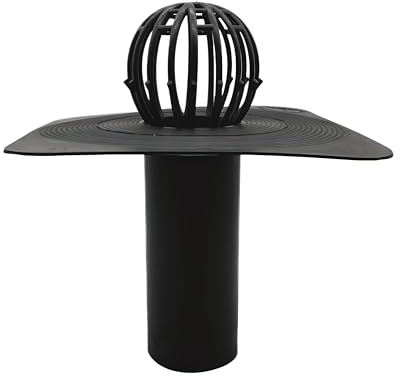 Desagüe de techo plano DN50 hasta DN150 con atrapasueños para tejados planos, impermeabilización de tejado, rectangular, incluye recogehojas, drenaje de tejado, desagüe de PVC rígido especial (desagüe