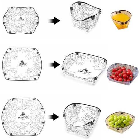MIUPOO Tragbares Camping Geschirrset, Faltbarer Teller Schüssel Wassertasse,Faltbares Geschirr Set,Tragbarer Campingteller,Leicht zu Reinigen,Lebensmittelechtes Material,3 Teile