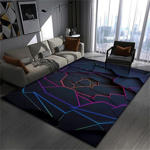 3D Visual Cool Line Light Style Gaming Teppich - Unverzichtbare Fußmatte Für Teenager Kinderzimmer, Geeignet Schlafzimmer E-Sport Zimmer Gaming Zimmer Für Teppich Jungen (Colour 8,160x200cm)