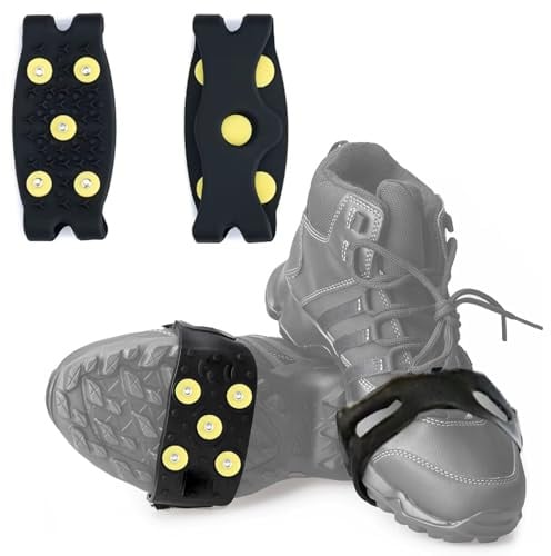 Kids Non Slip Ice Cleats for Shoes and Boots,Small Ice Snow Gripper Shoe/Boot Traction Cleats with 5 Spikes, Winter Outdoor Anti-Slip Crampons for Women Kids Walking, Climbing UK Size 2-6