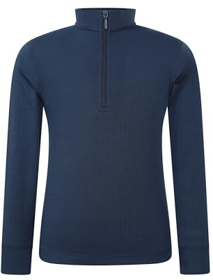 Mountain Warehouse Talus Kids Zip Neck Base Layer Top Navy Kids Size 11-12 Years