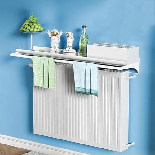 AHDFY Tablette Radiateur, Blanc Alliage D'Aluminium Cache Radiateur, avec Porte - Serviettes Radiateur Moderne Anti-FuméE Et Anti PoussièRe pour Le Rangement Et La DéCoration ﻿,90CM