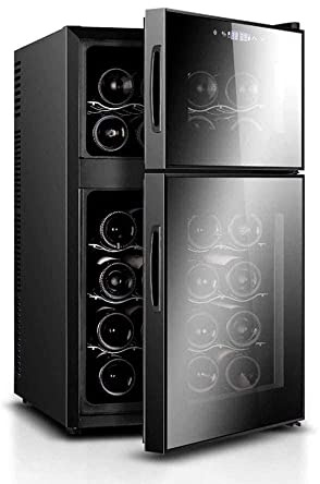 IUBGFTO Refrigerador y congelador de 2 Puertas, refrigerador para vinos, Capacidad para 24 Botellas, 8-18 ℃, refrigerador para Bebidas con Puerta de Vidrio con Resistencia a los Rayos UV