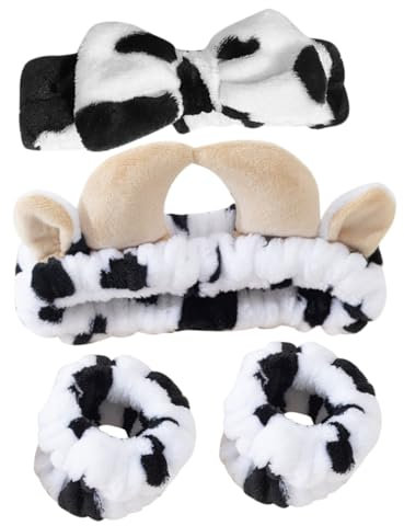 OFFIGAM 1satz Stilvollen Haarbändern Für Gesichtsreinigung Weiche Und Elastische Damen-stirnbänder Im Kuhmuster Für Spa Make-up Und Entspannung