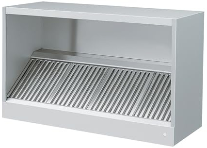 Ristoattrezzature - Cappa in acciaio inox 220x90x45h cm cubica a parete con motore, regolatore e luci