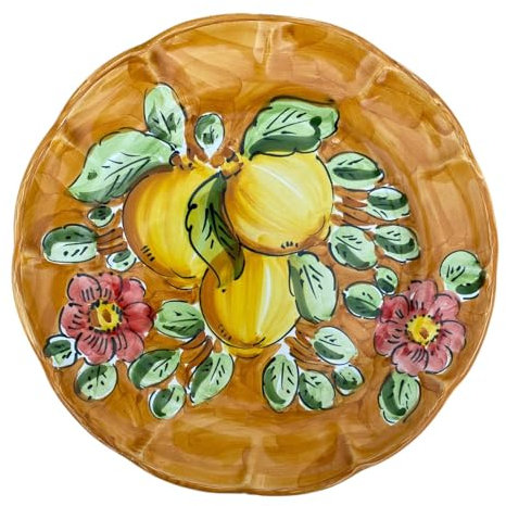 La Maison Unique: Piatto Piano 26cm in Ceramica Vietrese Dipinto a Mano – Decoro Limoni Tradizionale – Stile Costiera Amalfitana – Made in Italy 2404251104