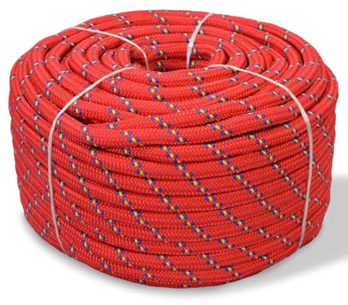 Corde de Bateau, Corde d'amarrage Marine Polypropylène 12 mm 50 m Rouge
