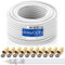 deleyCON HQ+ - Cable coaxial de satélite (20 m, 135 dB, apantallamiento de 5 vías, para DVB-S, S2 DVB-T y DVB-C, 4K, 1080p, Full HD, HDTV, incluye 10 conectores F dorados)