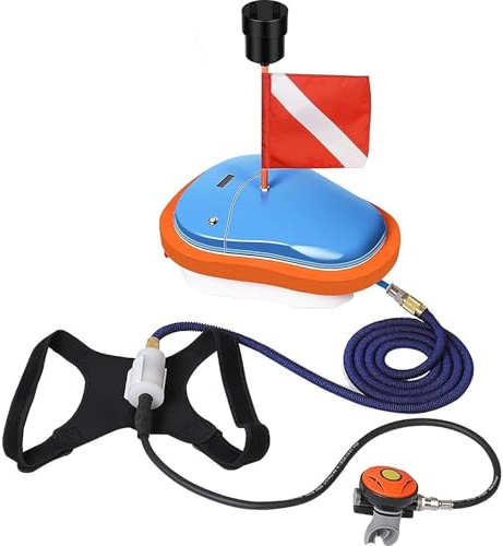 TUXING Scuba Diving Fan System, Tankless Portable Rechargeable Scuba Underwater Diving Bottle with 7M Telescopic Tube for Leisure Diving Fishing Snorkelling