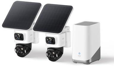 eufy Security eufyCam S4 2-Cam Kit, Solar Security Camera Wireless Outdoor, Triple-Lens Bullet-PTZ Cam, 4K UHD, 360° Pan and Tilt, Auto Track, 8× Hybrid Zoom, Colour Night Vision, Expandable Storage