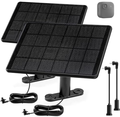 6W Solarpanel für Blink Kamera Outdoor 4 (4. Gen)/(3. Gen) XT3/XT2/XT | Micro USB & USB-C Input Solarpanel-Ladegerät Biuld-In 2500 mAh Akku, 9,8ft Ladekabel, IP66 Wasserdicht (2 Pack)