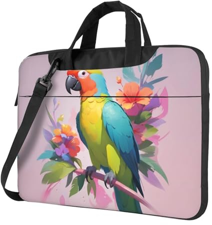 WZYWHJ Sac pour ordinateur portable imprimé circuit perroquet avec intérieur doux, plusieurs poches, idéal pour les hommes, les voyages et les affaires, noir, 13 inch