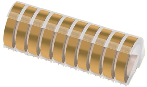 Zenfora 9-mm-Etikettenband, 5 bis 10 Stück, Prägeband, kompatibel mit der manuellen Schreibmaschine B90 Labeler 12965 E101(10PK Champagne Gold)
