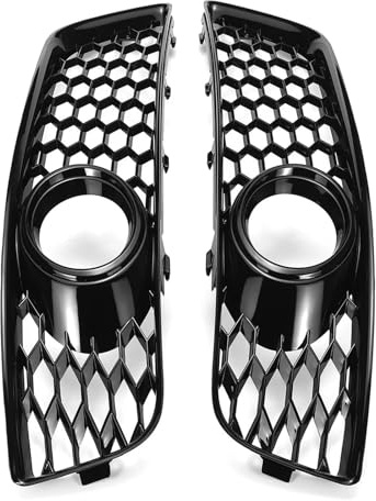Rejillas frontales de radiador Rejilla de Coche de Rejilla de carreras para faros antiniebla delanteros Audi A3 8P 2009-2013, 1 par de malla de panal.(Glossy Black)