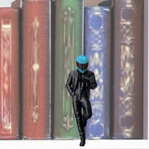 Bücherregal zum Lesen, Biker, Buchecke, Zubehör, lehnende coole Biker-Statue für dunkle Romantik-Leser, Fahrrad-Romantik, Buchgeschenk (groß, 15,2 cm)