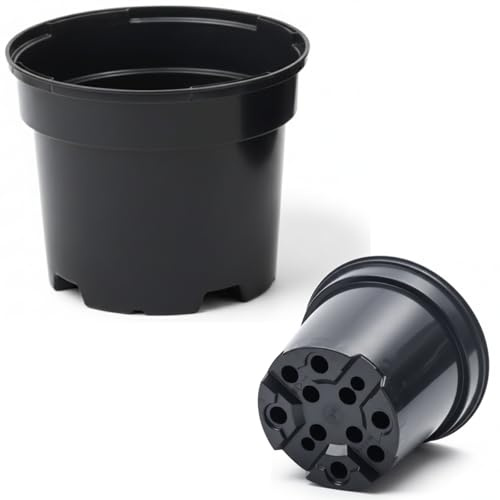 FUTURE GARDENING Black Plastic Plant Pots 0.5L 1L 2L 5L 7.5L 10L 12L 15L – Flower, Nursery & Growing Containers, Reinforced Rim, Extra Drainage – Multi Pack 1–200 (1L, Pack of 5)