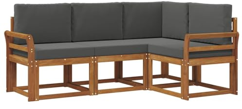 vidaXL Outdoor-Sofagarnitur 4 STK. Natur und Anthrazit