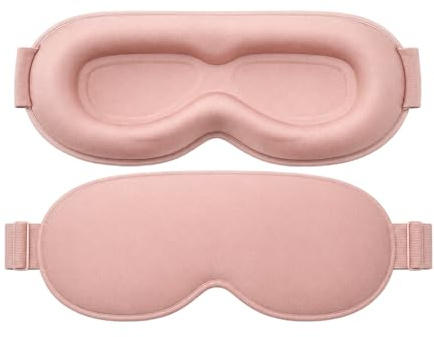 Cotabacuco Schlafmaske 1 Stück, 3D Design in Rosa mit Memory Foam, 25x10x2cm, Vollständige Abdunkelung ohne Druck, Augenmaske verstellbar für Reise und Büro, Weich und Atmungsaktiv