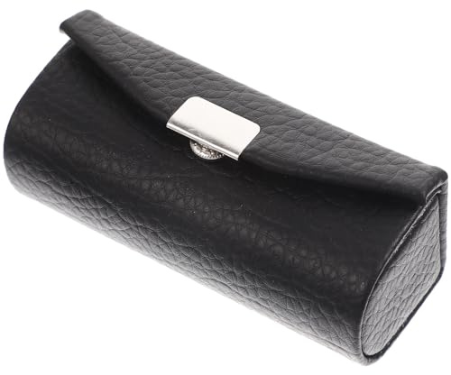 ifundom Tragbarer Lippenstifthalter aus Pu mit Spiegel Kleiner Lippenstift Organizer für Damen Elegantes Schwarzes Etui für Camping und Partys