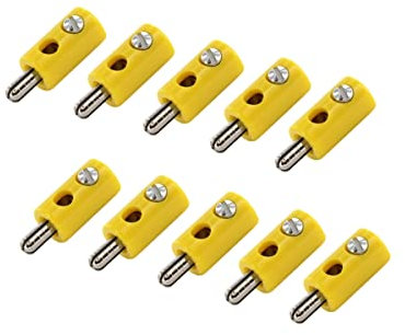 WITTKOWARE HO-Stecker/Zwergstecker mit 2,6mm Pin-Ø, Schraubanschluss, 10 Stück, gelb