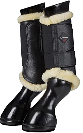 LeMieux 1 Paar Stiefel mit Fleece-Futter Bürsten, Schwarz/Natur, M