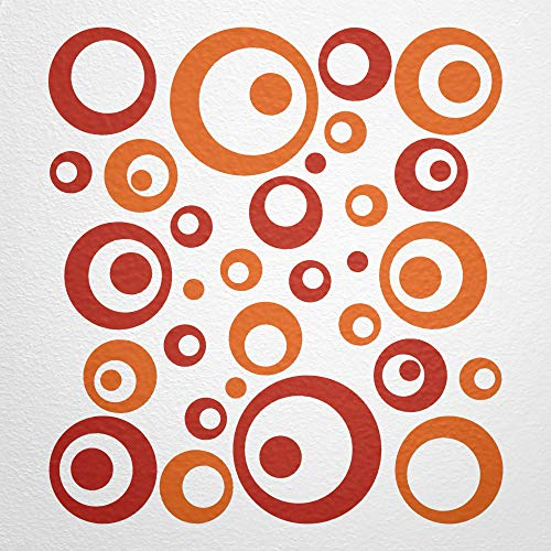 WANDfee Wandtattoo Kreise Punkte 50 Aufkleber FARBWUNSCH Wandaufkleber Kinderzimmer Fliesenaufkleber Badezimmer Küche rot orange