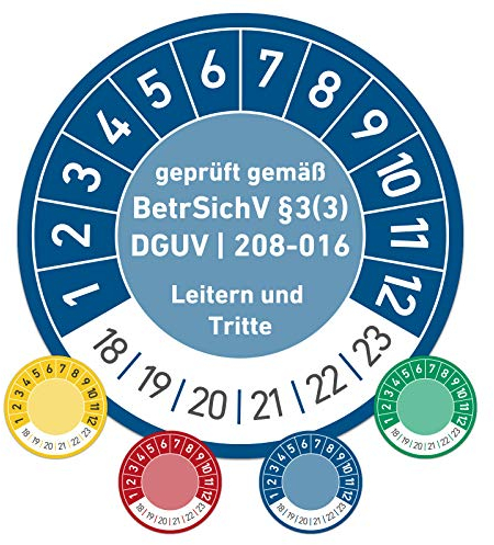 Leitern und Tritte Wartungsplakette Prüfplakette Wartung 30mm Ø blau (100 Stück)