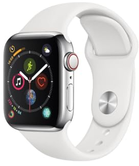 Apple Watch Series 4 40mm (GPS + Cellular) - Cassa In Acciaio Inossidabile Color Argento Con Bianco Cinturino Sport (Ricondizionato)
