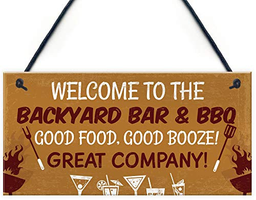 Red Ocean Backyard Bar Sign Garden Sign BBQ Plaque Alcohol Man Cave Vintage Beer Gin Shed Sign