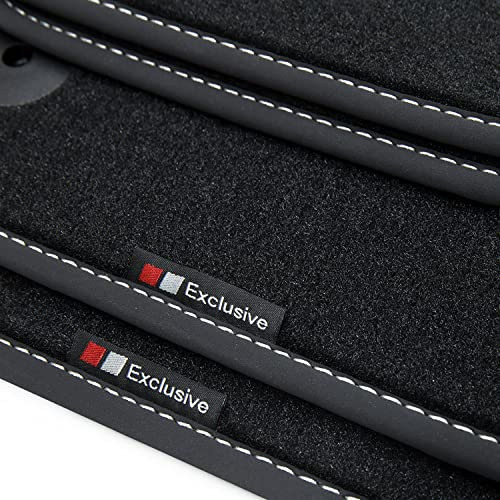 tuning-art EF854 Fußmatten passend für Skoda Octavia 3 2013-2020, Naht:Silber. Deluxe Velours