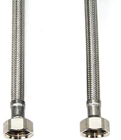 Edelstahl Flexschlauch 20cm DN8 Panzerschlauch DVGW, IG 1/2 x IG 1/2