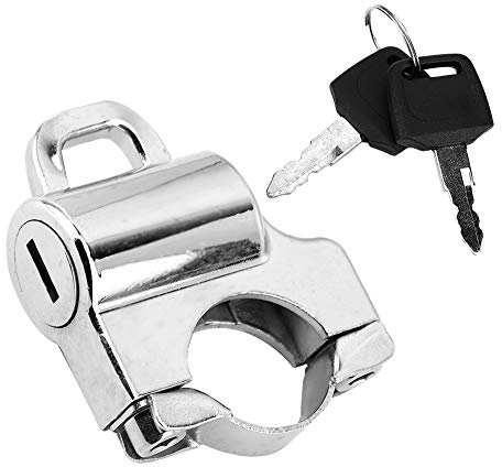 Serrure de Moto - Duokon 22mm Guidon Serrure de Casque de Moto, Cadenas Universel de Serrure de sécurité de Casque de Moto avec 2 clés (Plaque électrolytique)