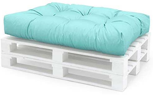 Spatium Palettenkissen Set abnehmbar Bezug wasserdicht gesteppt Palettenauflage Palettenpolster Palettensofa Palettenmöbel Minze Sitzkissen 120x60x15