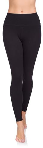 SOFTSAIL High Waisted Womens Leggings Tummy Control Soft Cotton Pants LWP, Black, 28