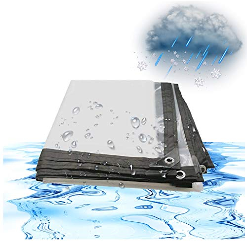ZGQ wasserdichte Plane Durchsichtig, Wasserdicht Polyethylen Abdeckplanen, 5Mil Vielseitig Transparente Zeltplanen Dauerhaft Für Pavillon Gartenmöbel Balkon Boden Camping,16x26f(5x8m)