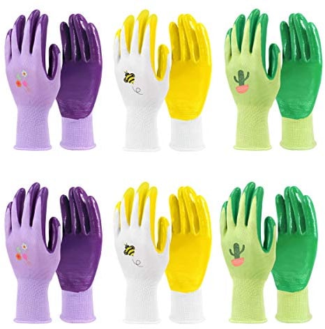 Jardineer Gardening Gloves for Women 6 Pairs, Ladies Gardening Gloves Medium, Garden Gloves Women for Yard, Cleaning, Fishing, Camping (Medium)