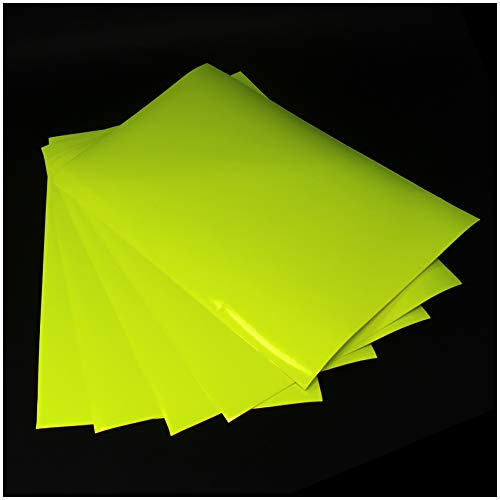 Din A4 Bogen Bastelfolie Selbstklebend Künstlerfolie Plotterfolie Plottfolie Folie Basteln (Neon Gelb, 5er Set Din A4 Bögen)